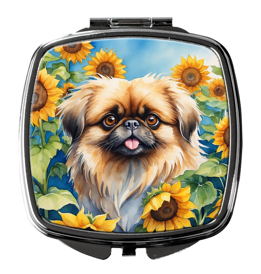 Pekingese in Sunflowers Compact Mirror Image 1