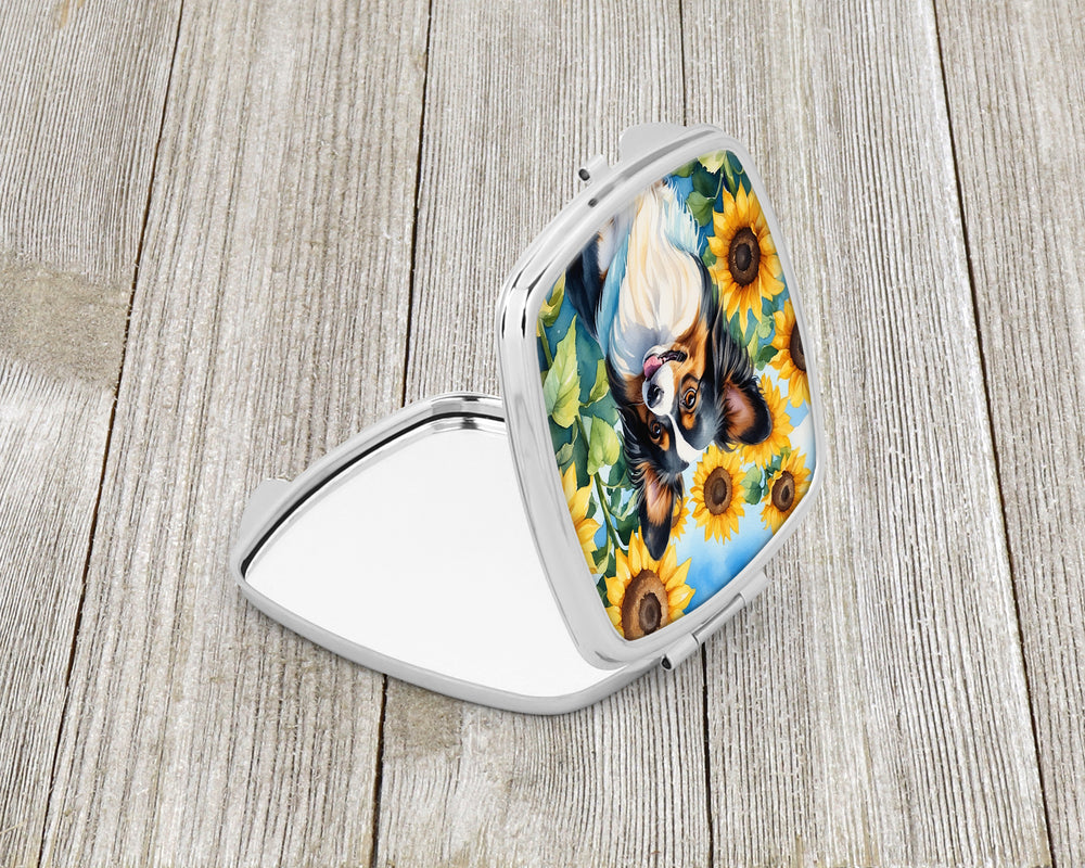 Papillon in Sunflowers Compact Mirror Image 2