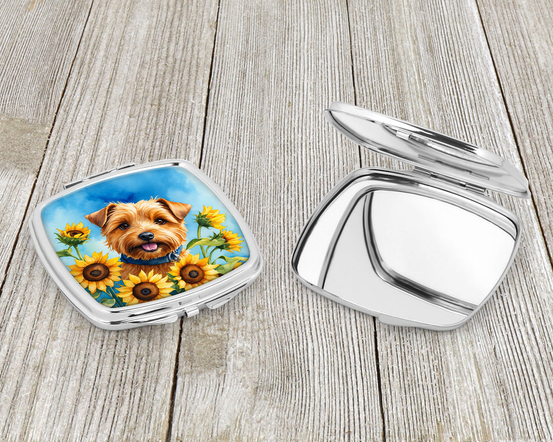 Norfolk Terrier in Sunflowers Compact Mirror Image 3