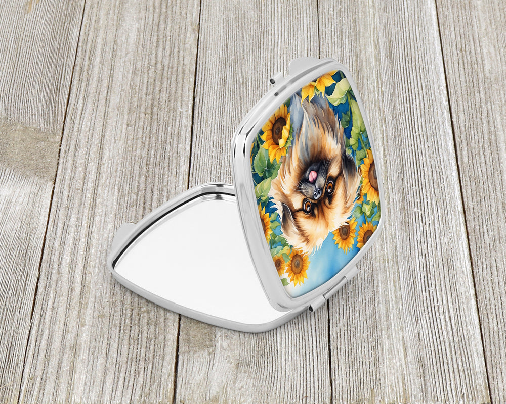 Pekingese in Sunflowers Compact Mirror Image 2