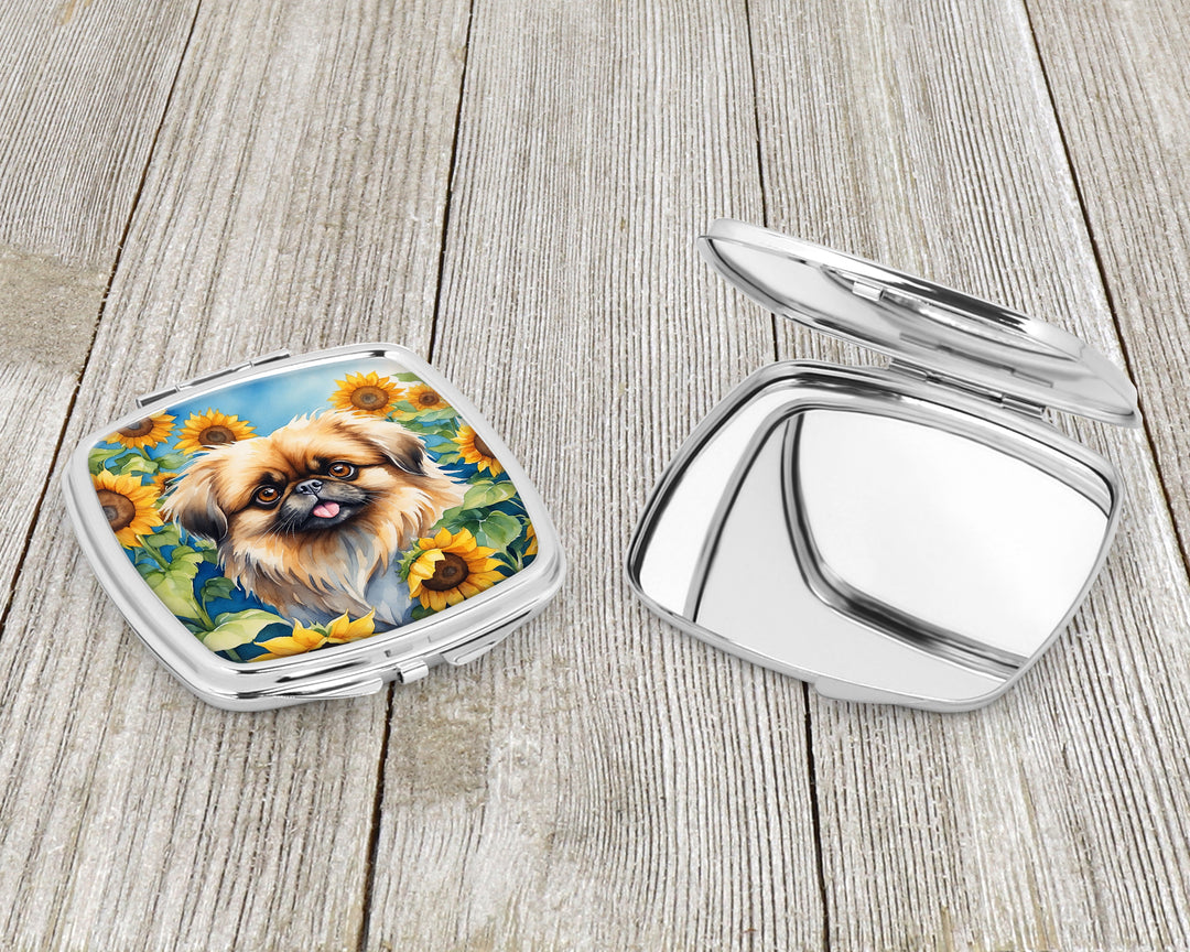 Pekingese in Sunflowers Compact Mirror Image 3