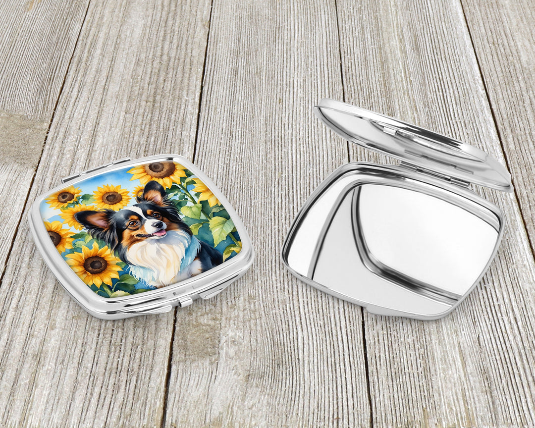 Papillon in Sunflowers Compact Mirror Image 3