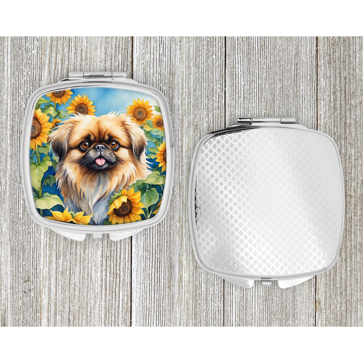 Pekingese in Sunflowers Compact Mirror Image 4