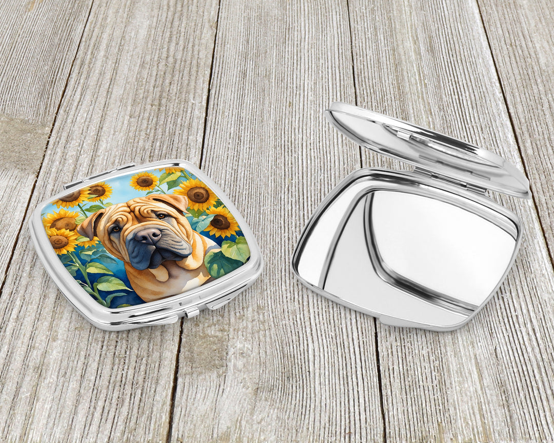 Shar Pei in Sunflowers Compact Mirror Image 3