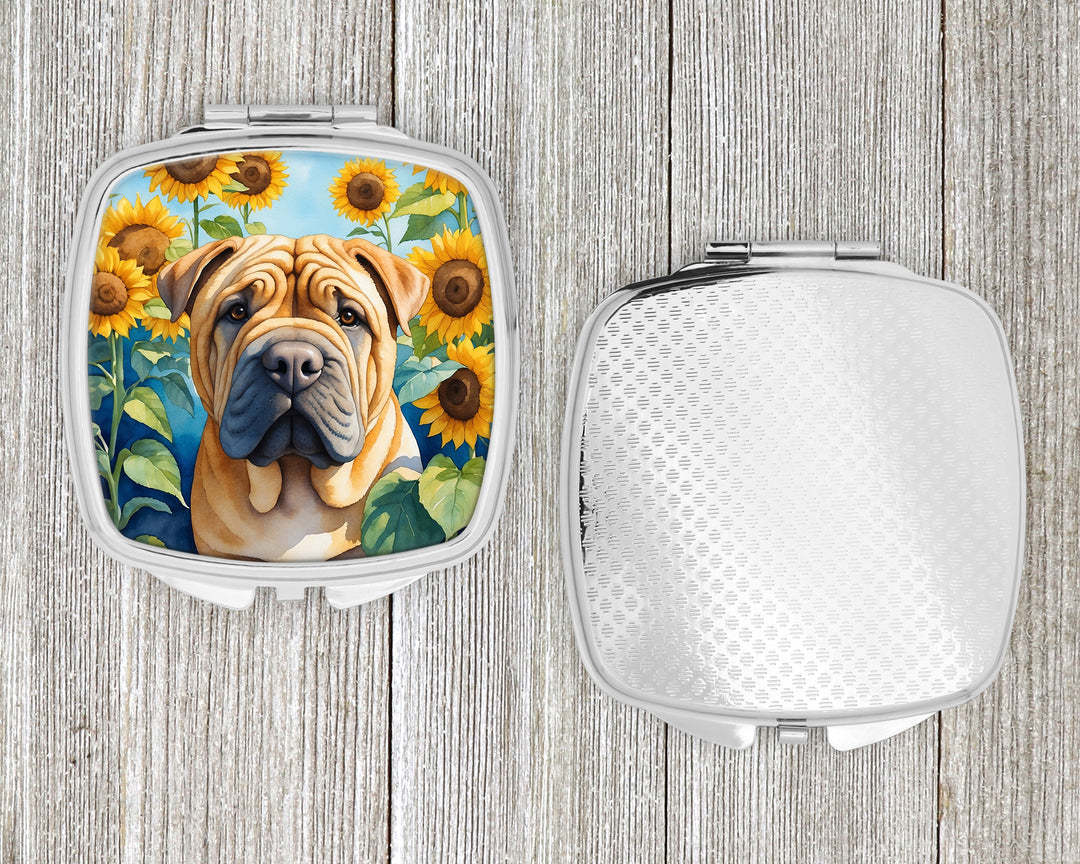 Shar Pei in Sunflowers Compact Mirror Image 4