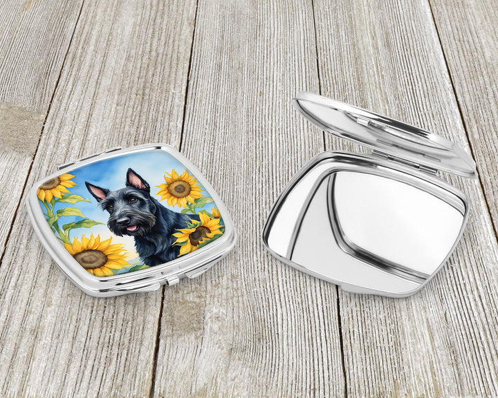 Scottish Terrier in Sunflowers Compact Mirror Image 3