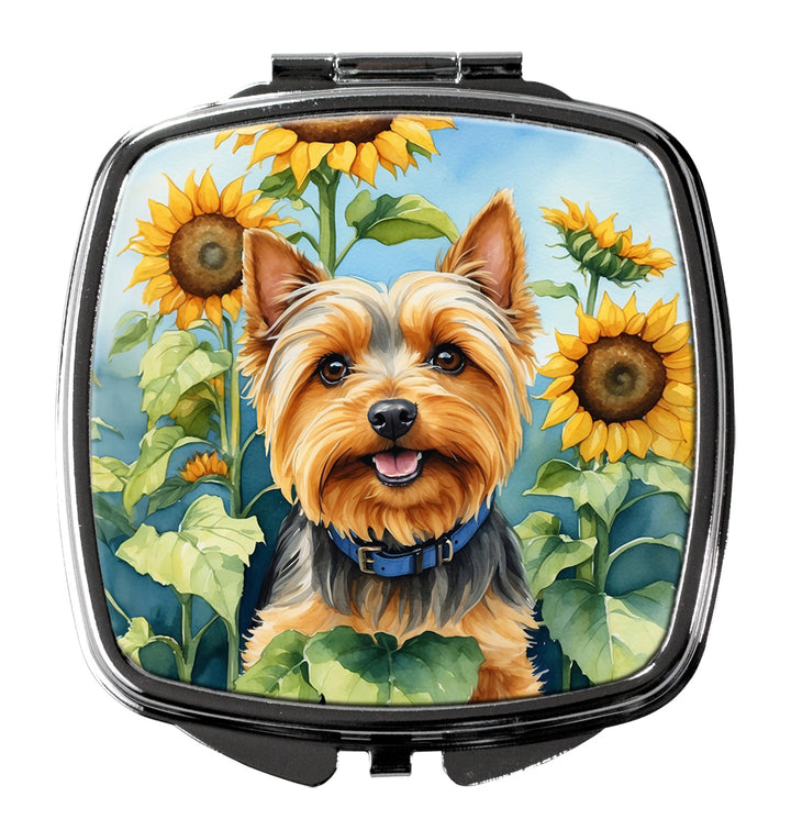 Silky Terrier in Sunflowers Compact Mirror Image 1