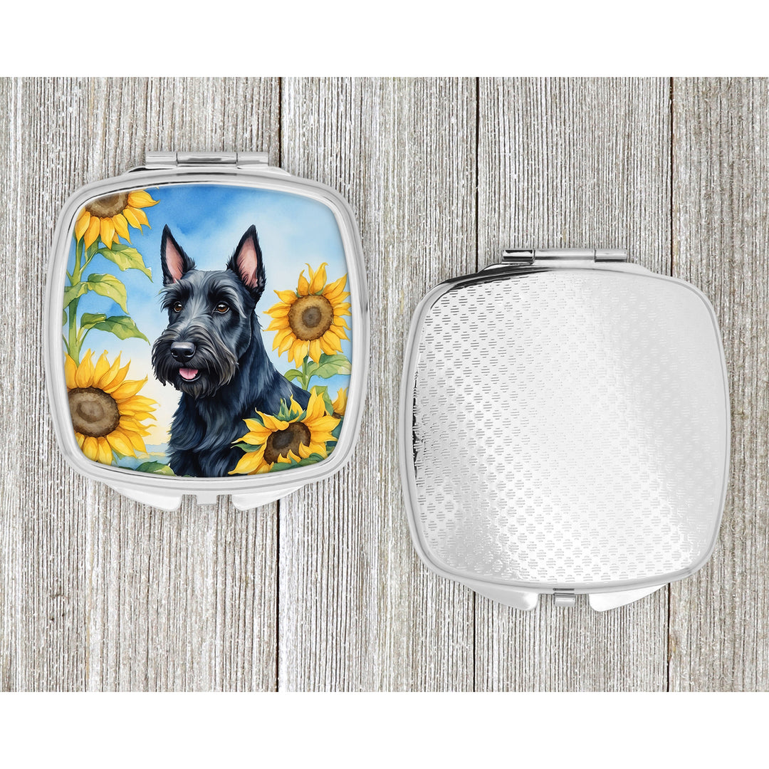 Scottish Terrier in Sunflowers Compact Mirror Image 4