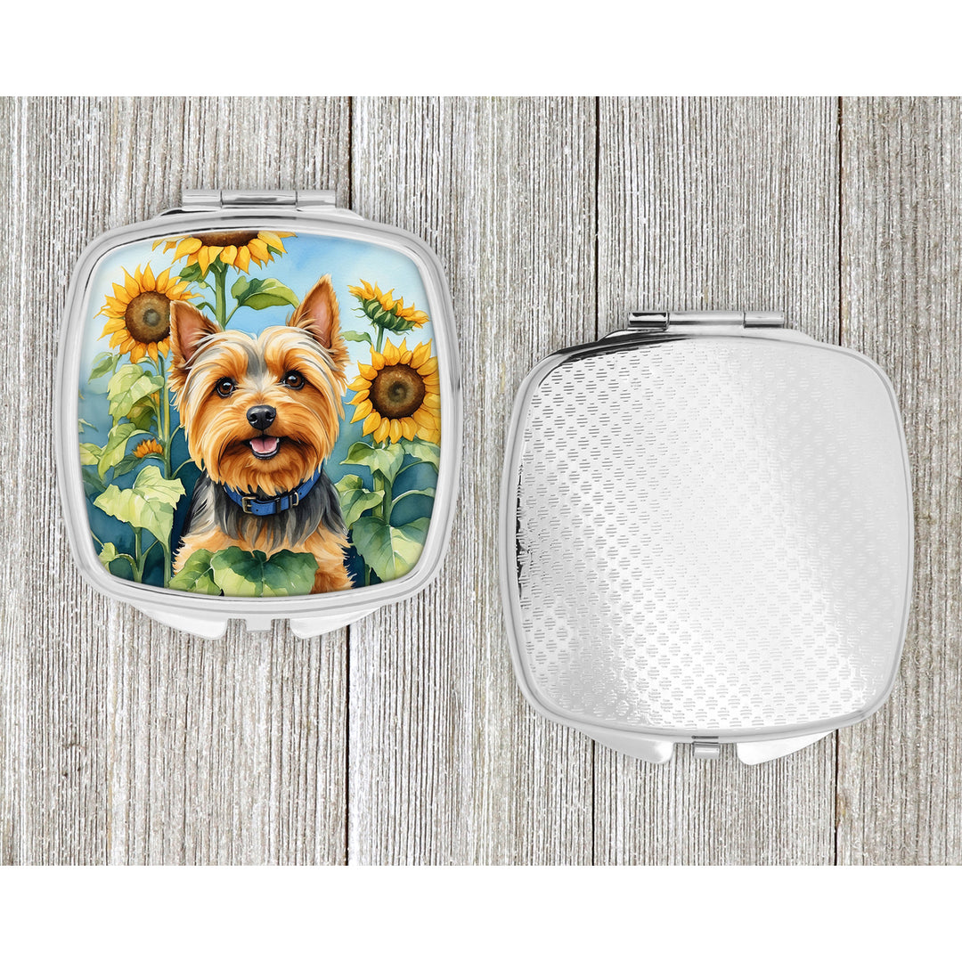 Silky Terrier in Sunflowers Compact Mirror Image 4