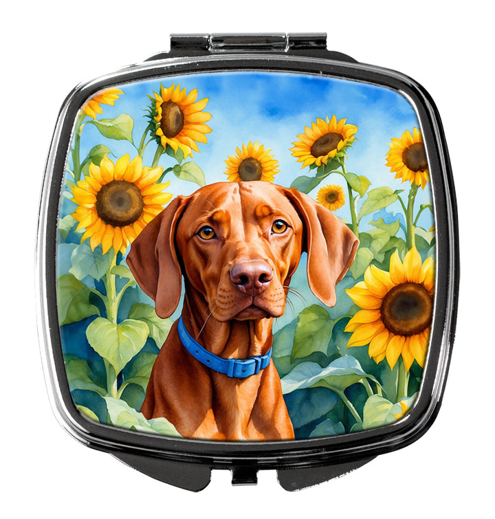 Vizsla in Sunflowers Compact Mirror Image 1