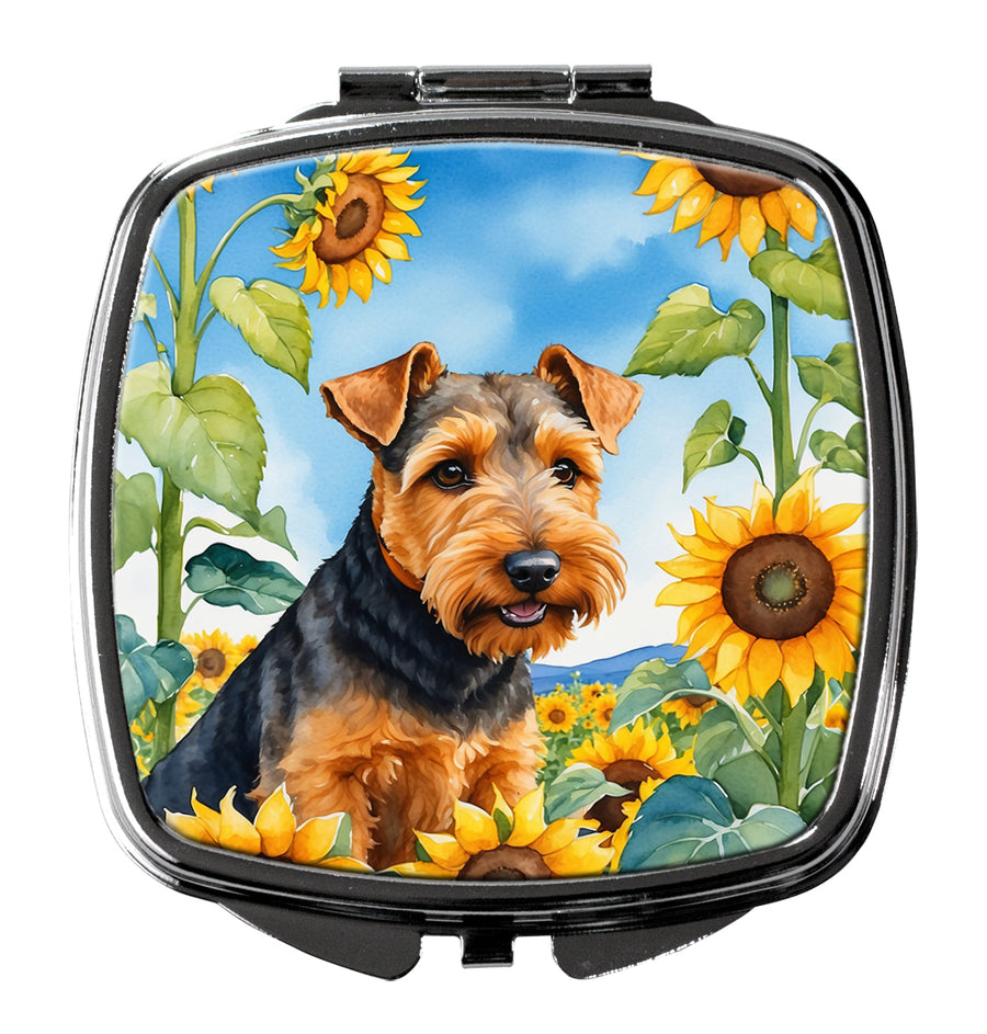 Welsh Terrier in Sunflowers Compact Mirror Image 1