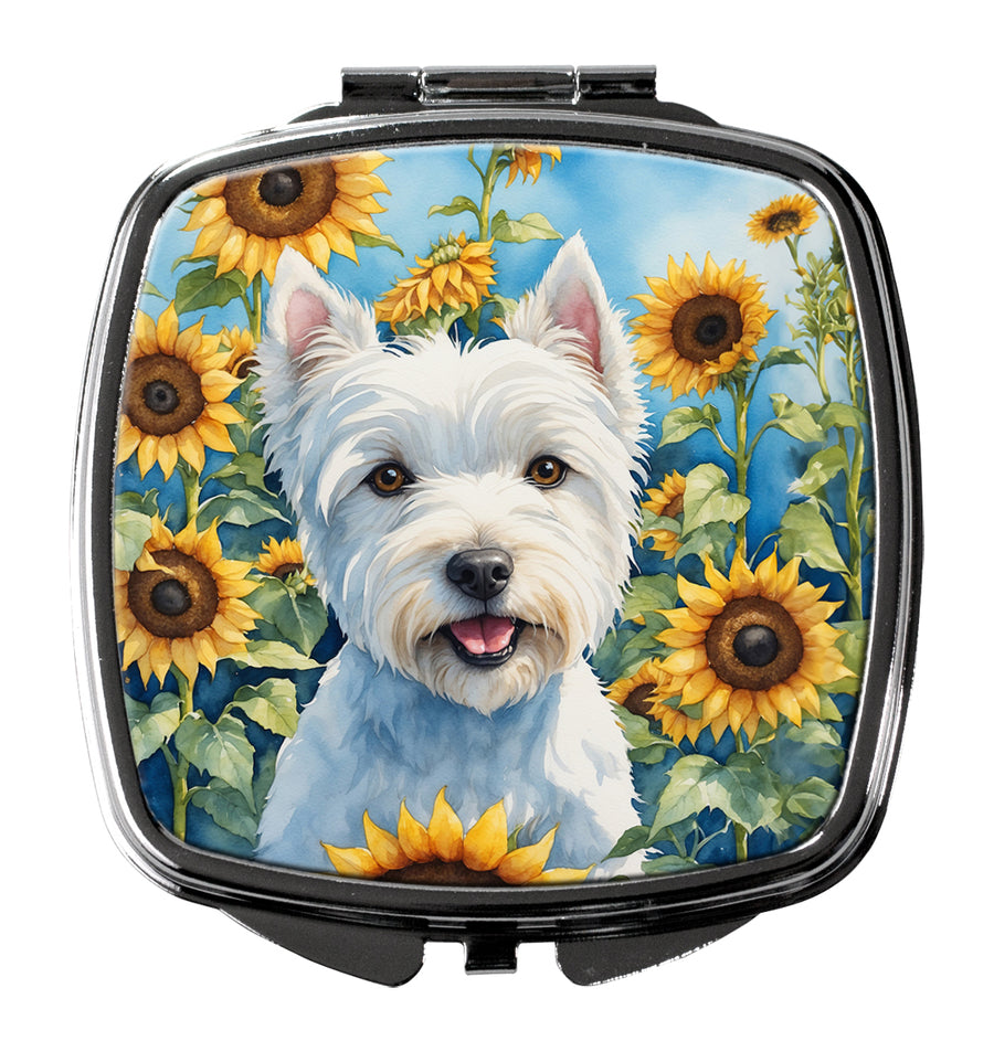Westie in Sunflowers Compact Mirror Image 1