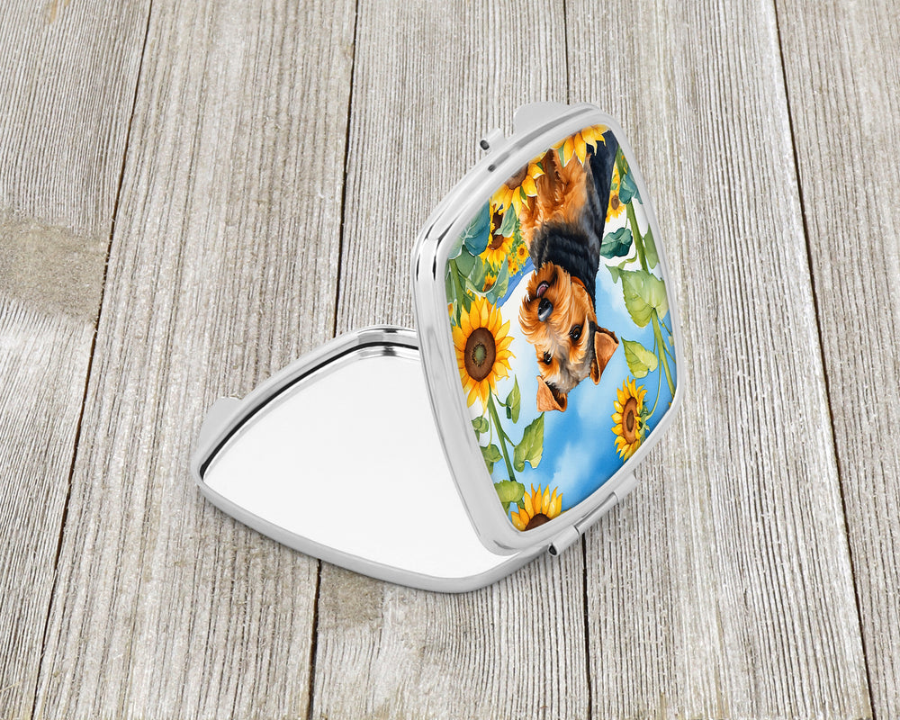 Welsh Terrier in Sunflowers Compact Mirror Image 2