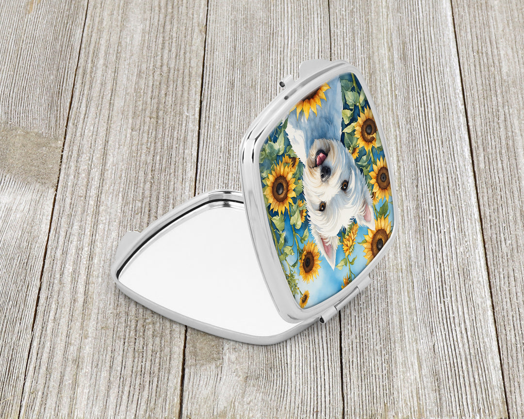 Westie in Sunflowers Compact Mirror Image 2