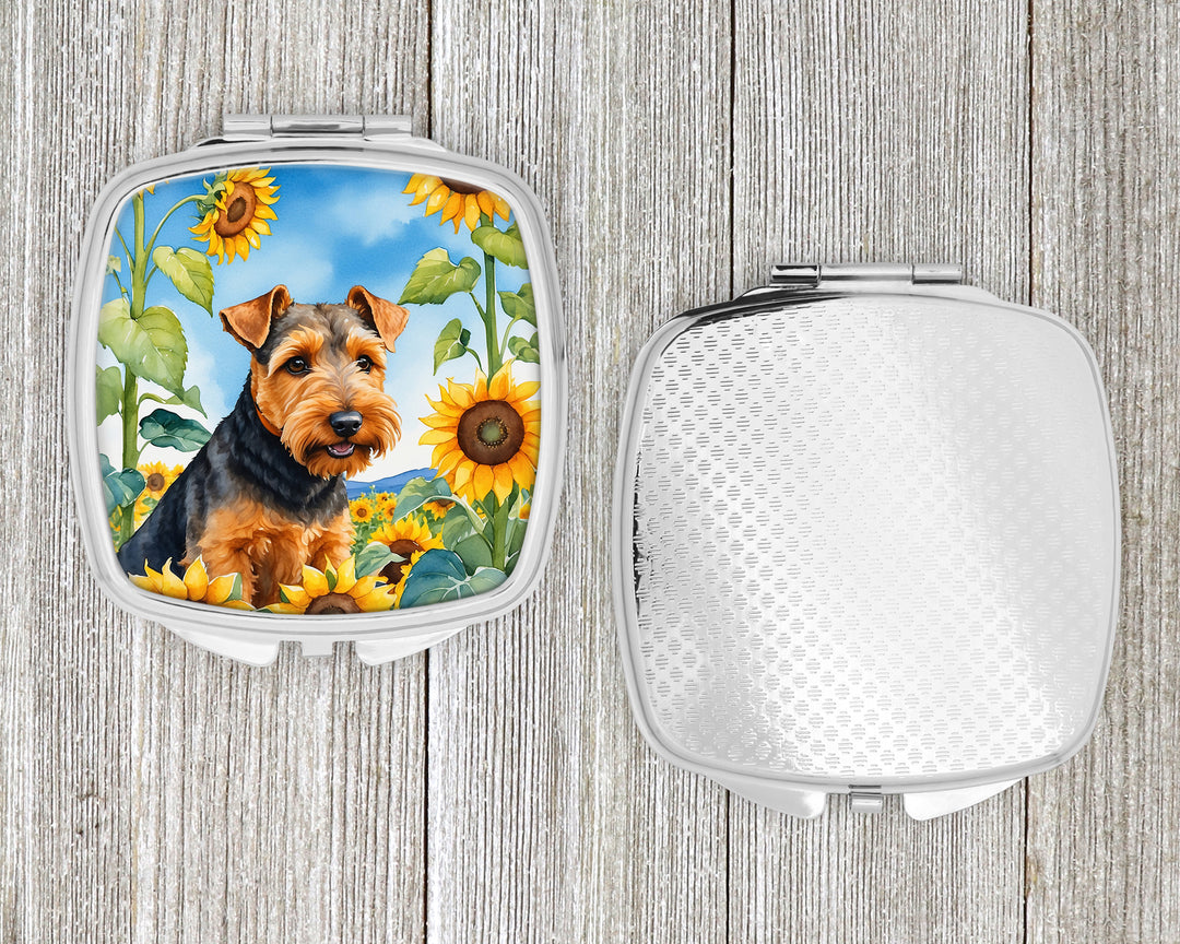Welsh Terrier in Sunflowers Compact Mirror Image 4