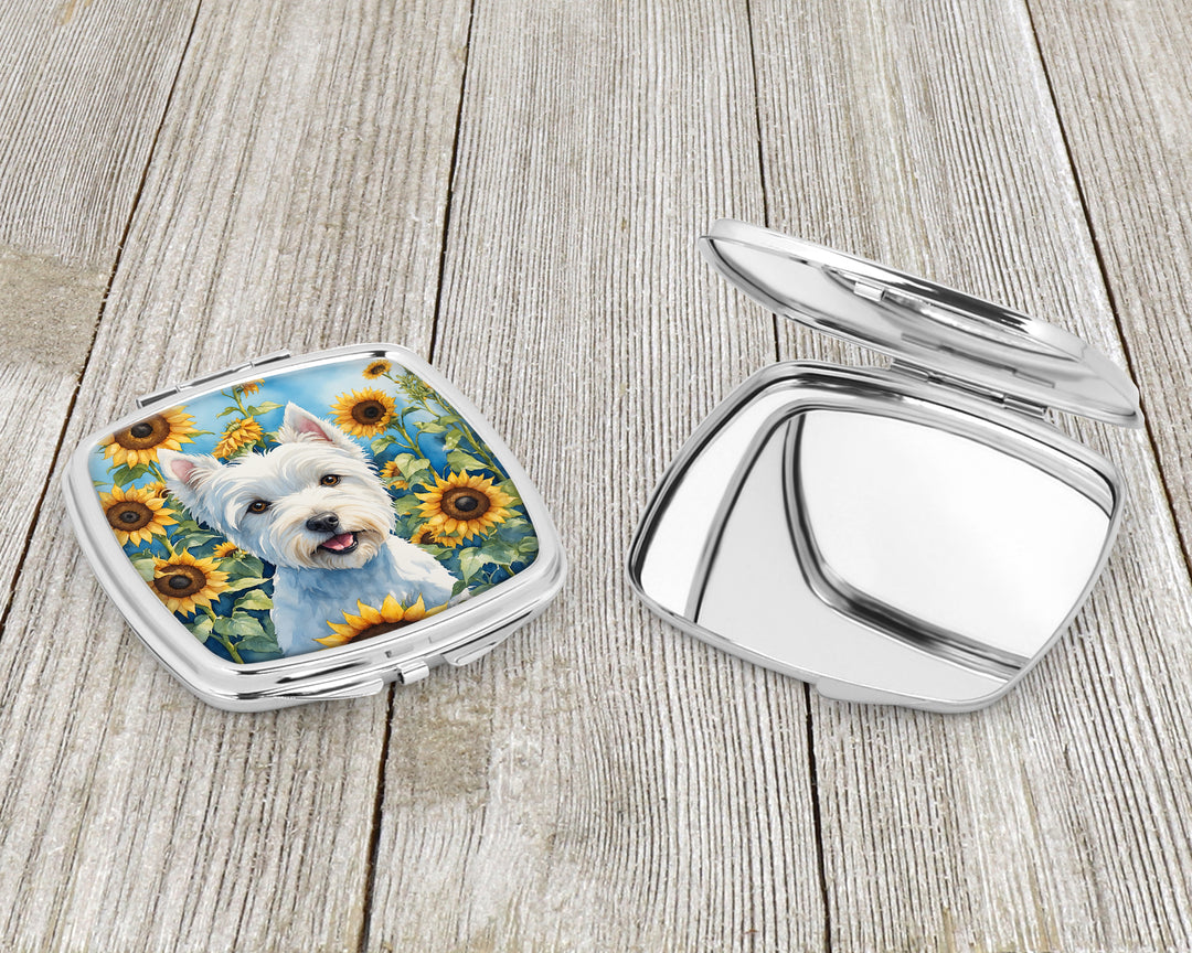 Westie in Sunflowers Compact Mirror Image 3