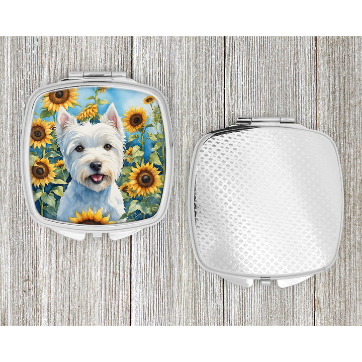 Westie in Sunflowers Compact Mirror Image 4