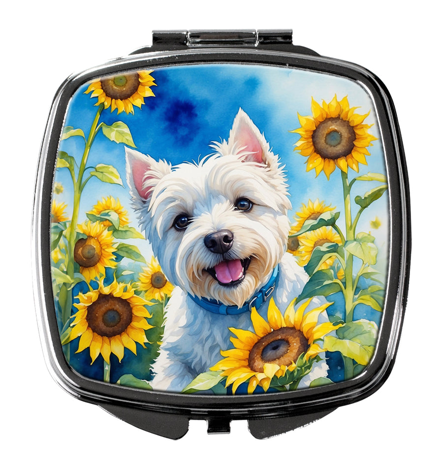 Westie in Sunflowers Compact Mirror Image 1
