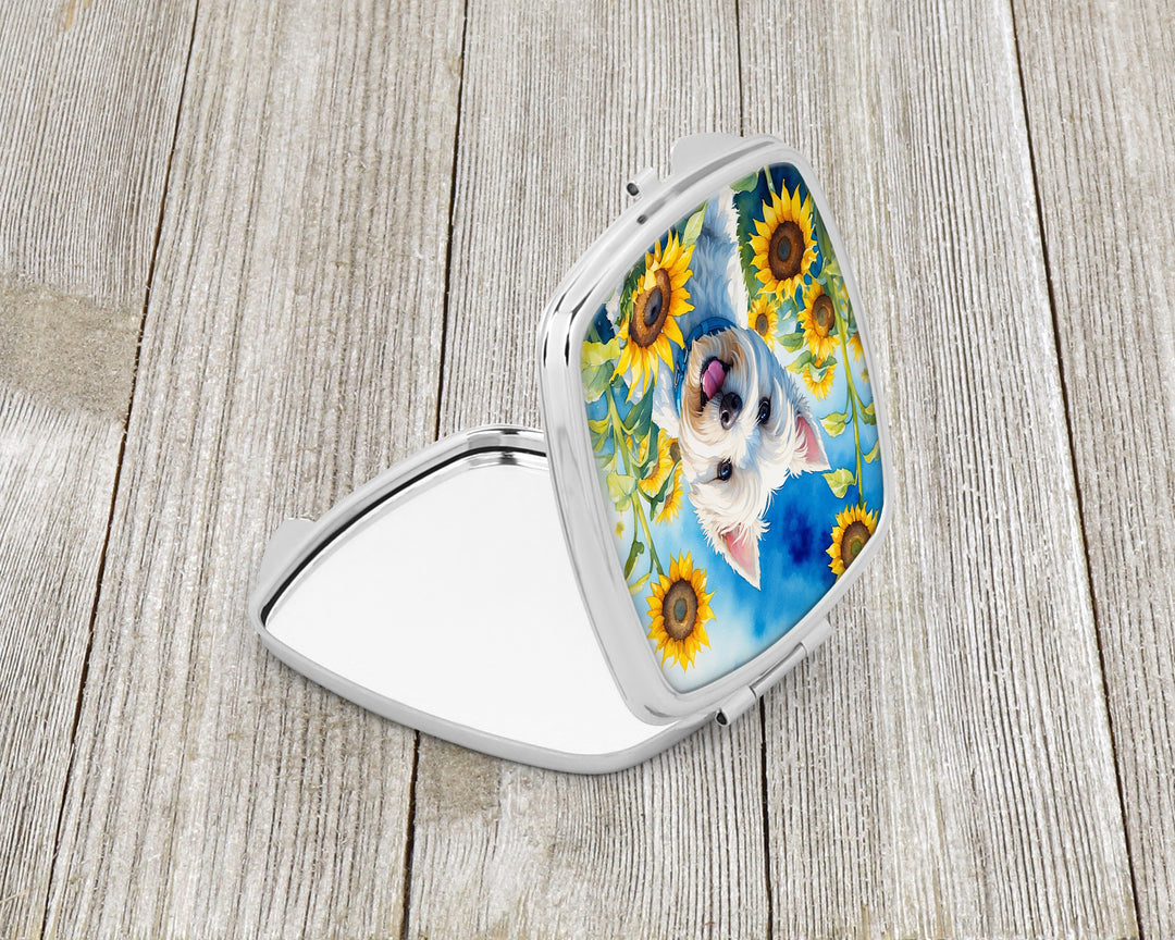 Westie in Sunflowers Compact Mirror Image 2