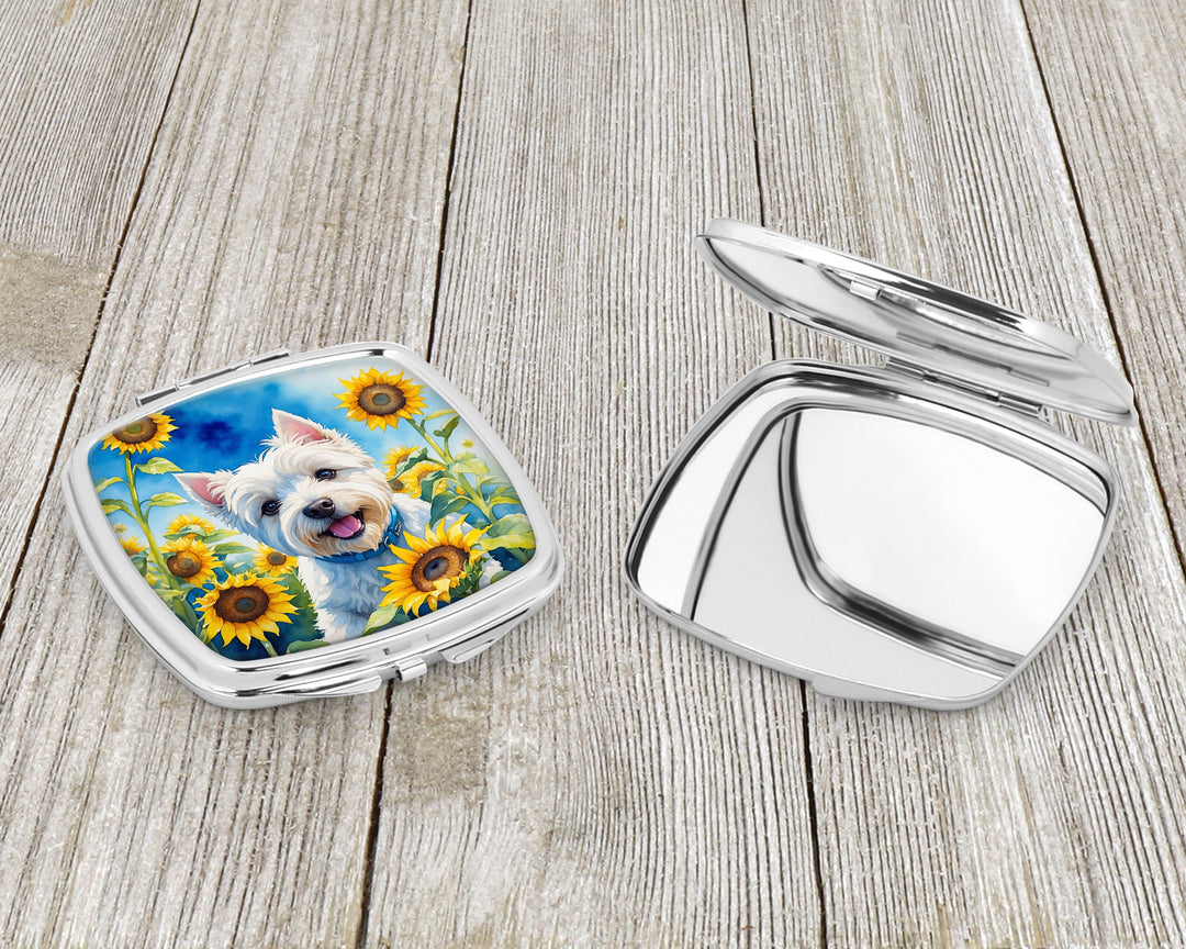 Westie in Sunflowers Compact Mirror Image 3