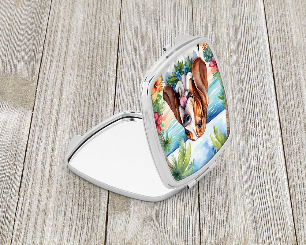 Basset Hound Luau Compact Mirror Image 2