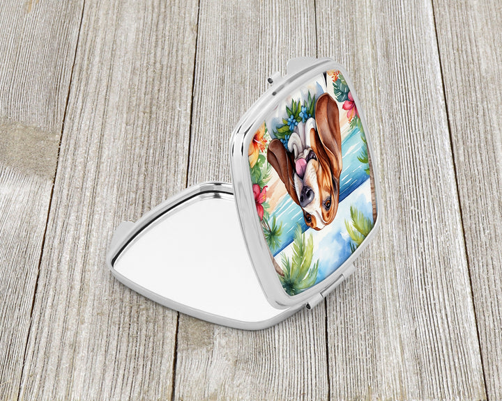 Basset Hound Luau Compact Mirror Image 2