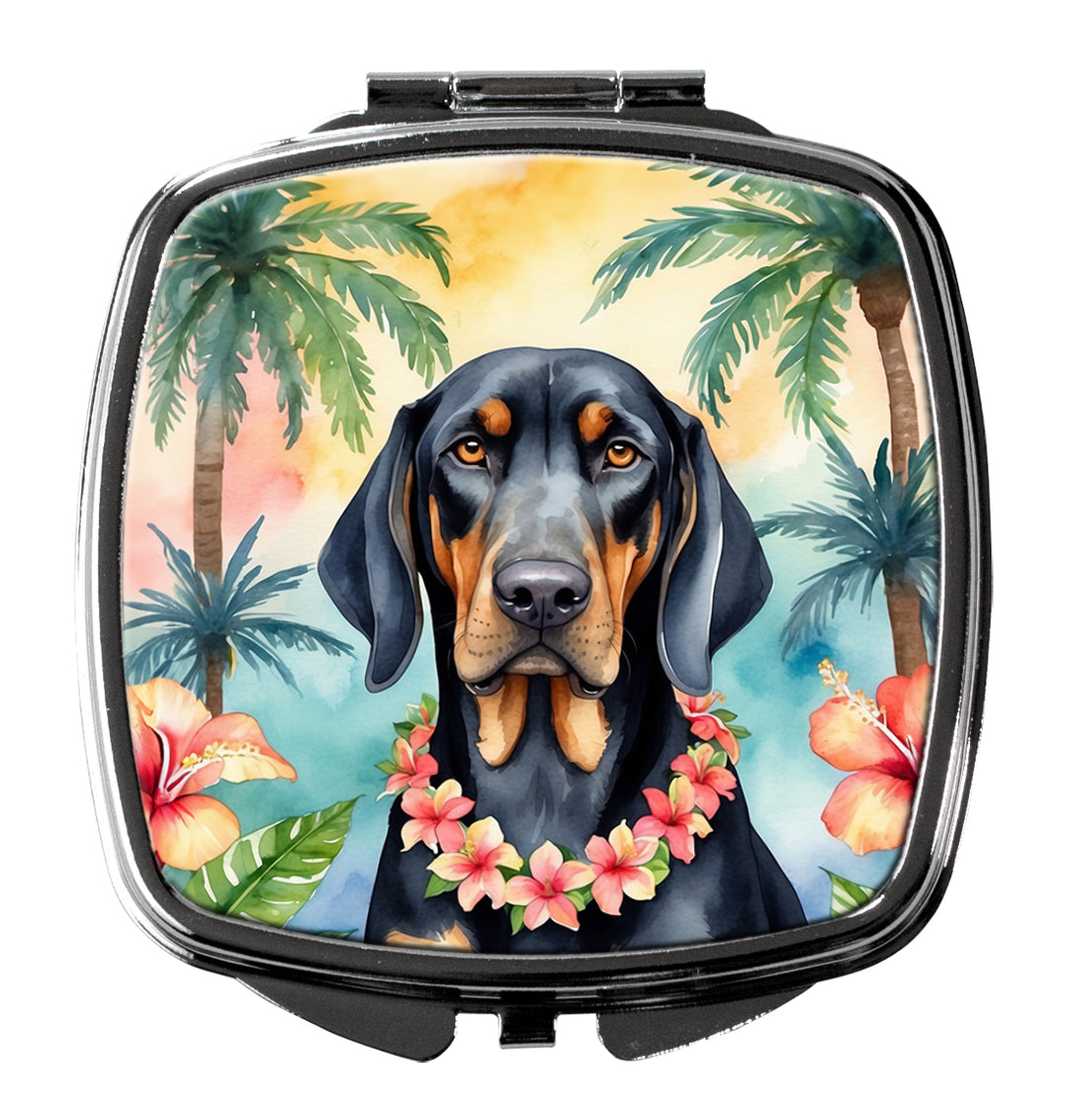 Black and Tan Coonhound Luau Compact Mirror Image 1