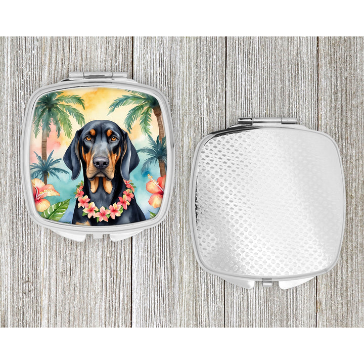 Black and Tan Coonhound Luau Compact Mirror Image 4