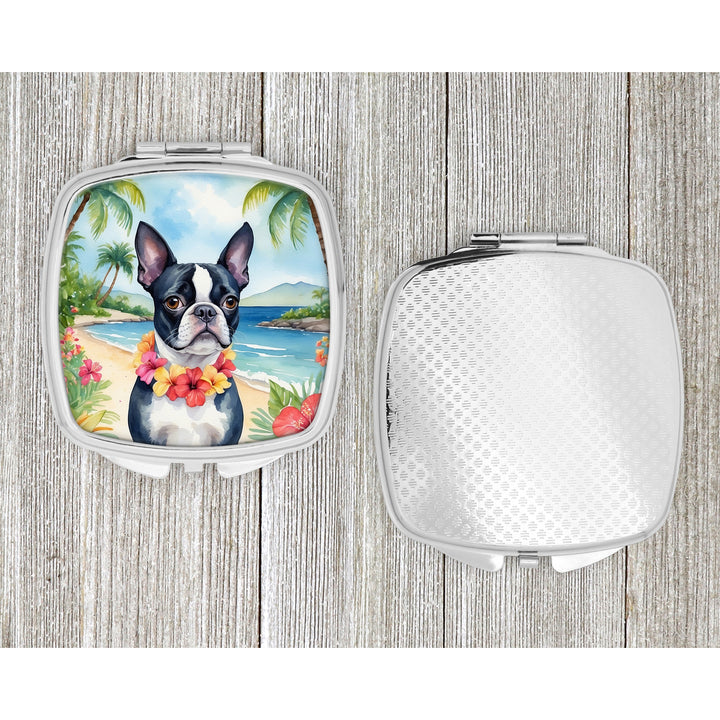 Boston Terrier Luau Compact Mirror Image 4