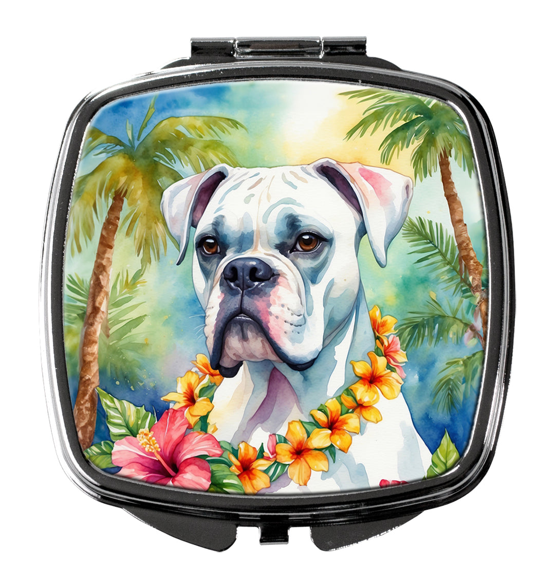 White Boxer Luau Compact Mirror Image 1