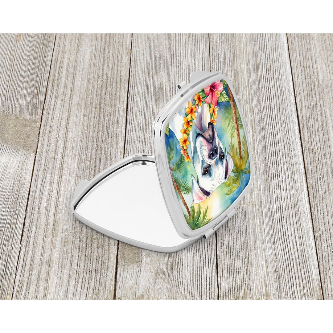 White Boxer Luau Compact Mirror Image 2