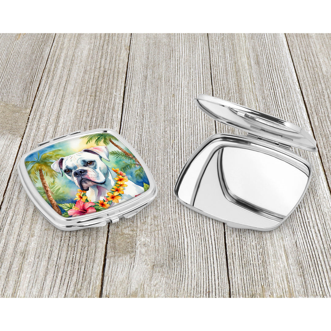 White Boxer Luau Compact Mirror Image 3