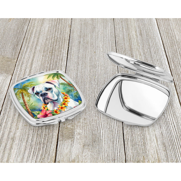 White Boxer Luau Compact Mirror Image 3