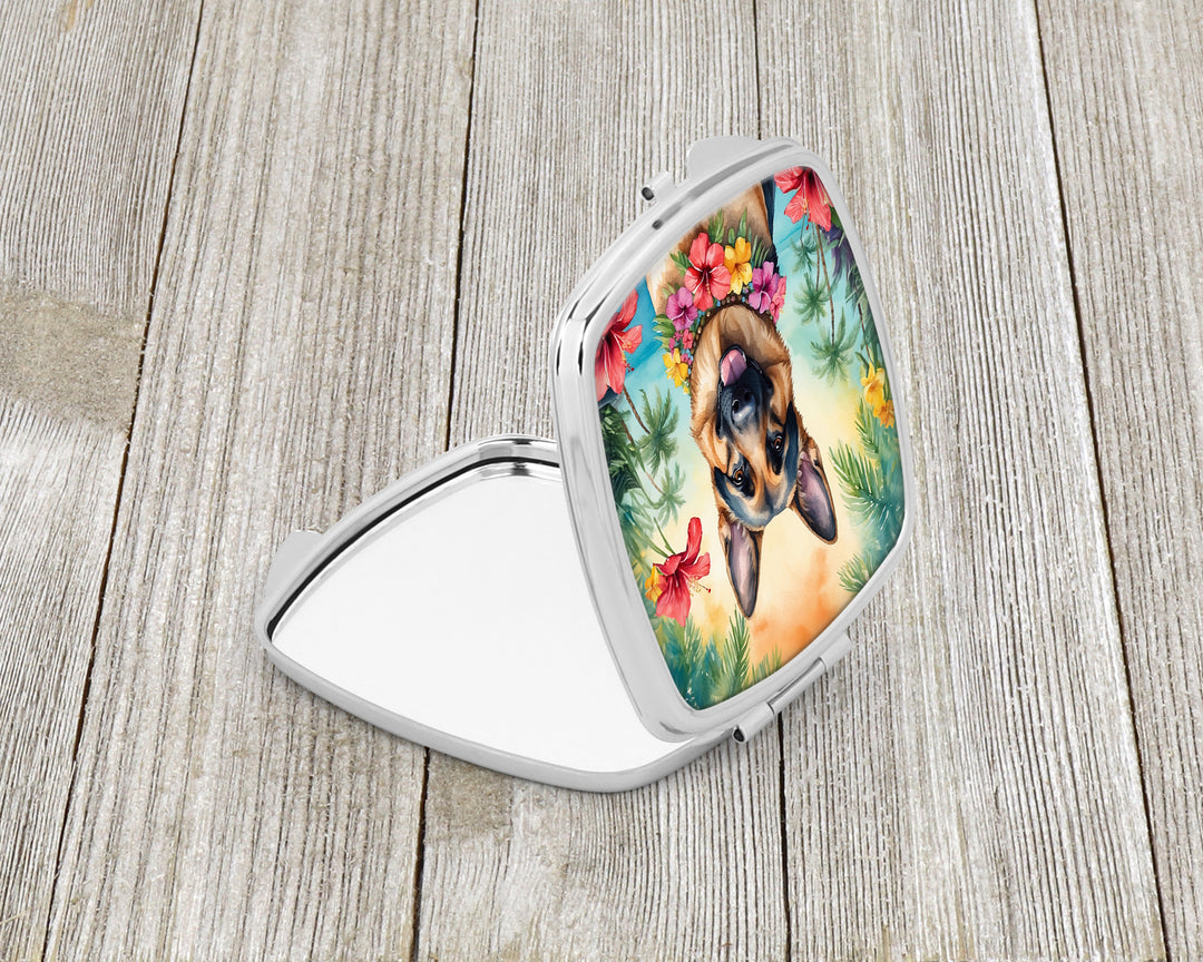 German Shepherd Luau Compact Mirror Image 2