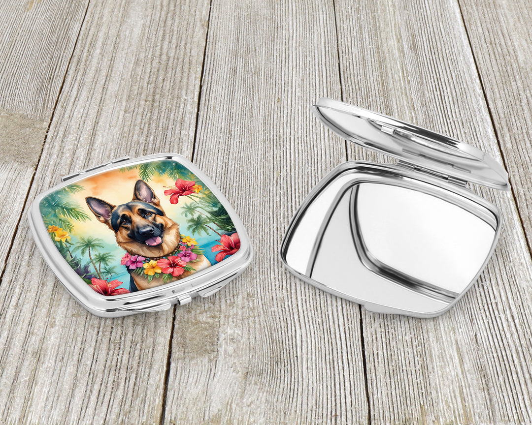 German Shepherd Luau Compact Mirror Image 3