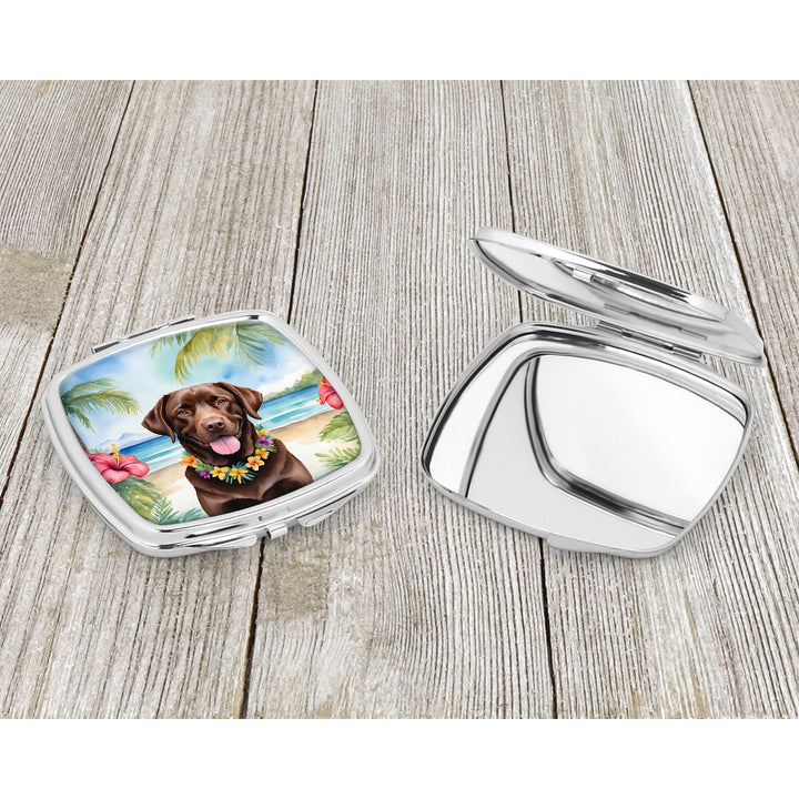 Chocolate Labrador Retriever Luau Compact Mirror Image 3