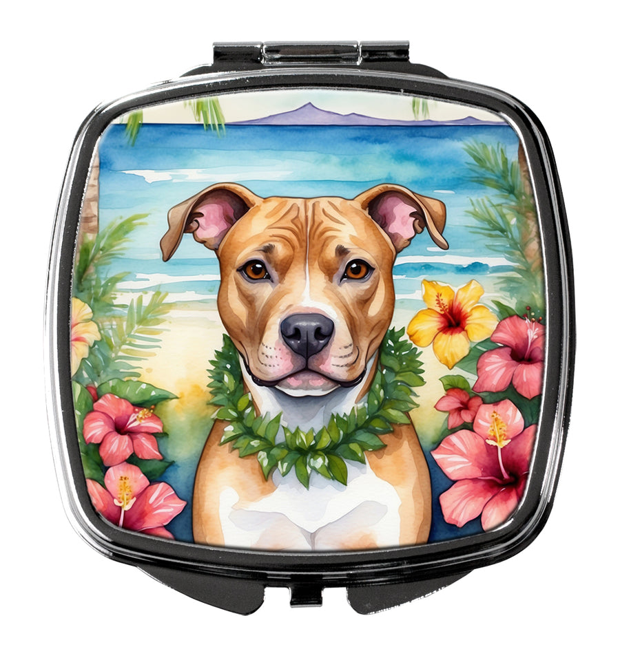 Pit Bull Terrier Luau Compact Mirror Image 1