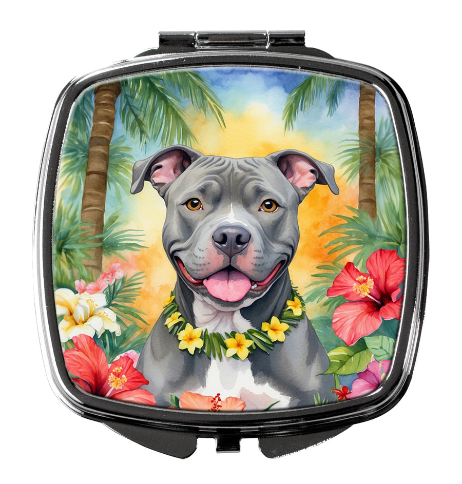 Pit Bull Terrier Luau Compact Mirror Image 1