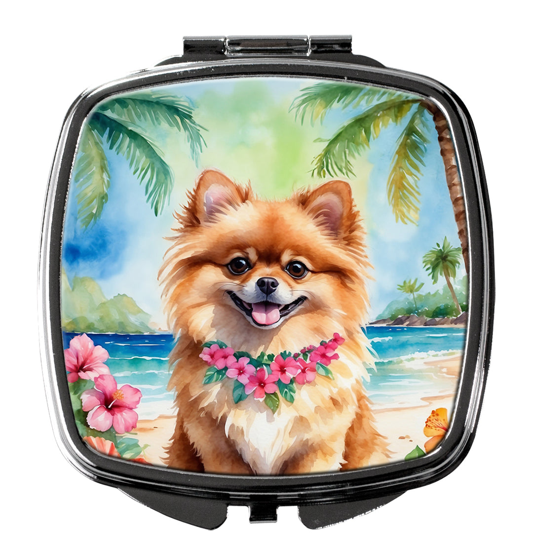 Pomeranian Luau Compact Mirror Image 1