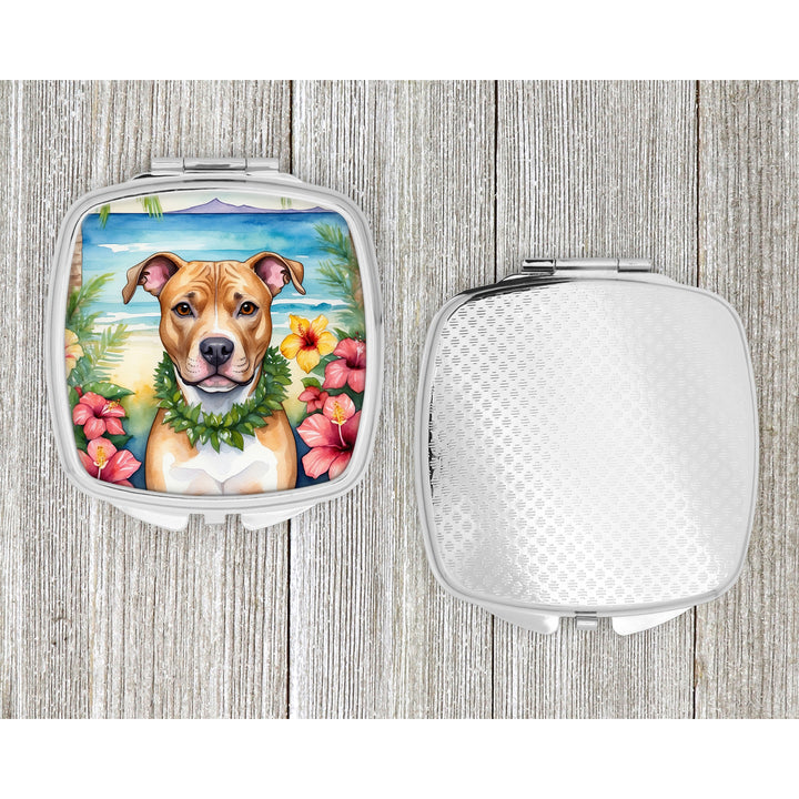 Pit Bull Terrier Luau Compact Mirror Image 4