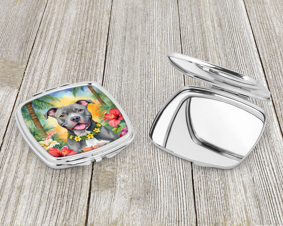 Pit Bull Terrier Luau Compact Mirror Image 3