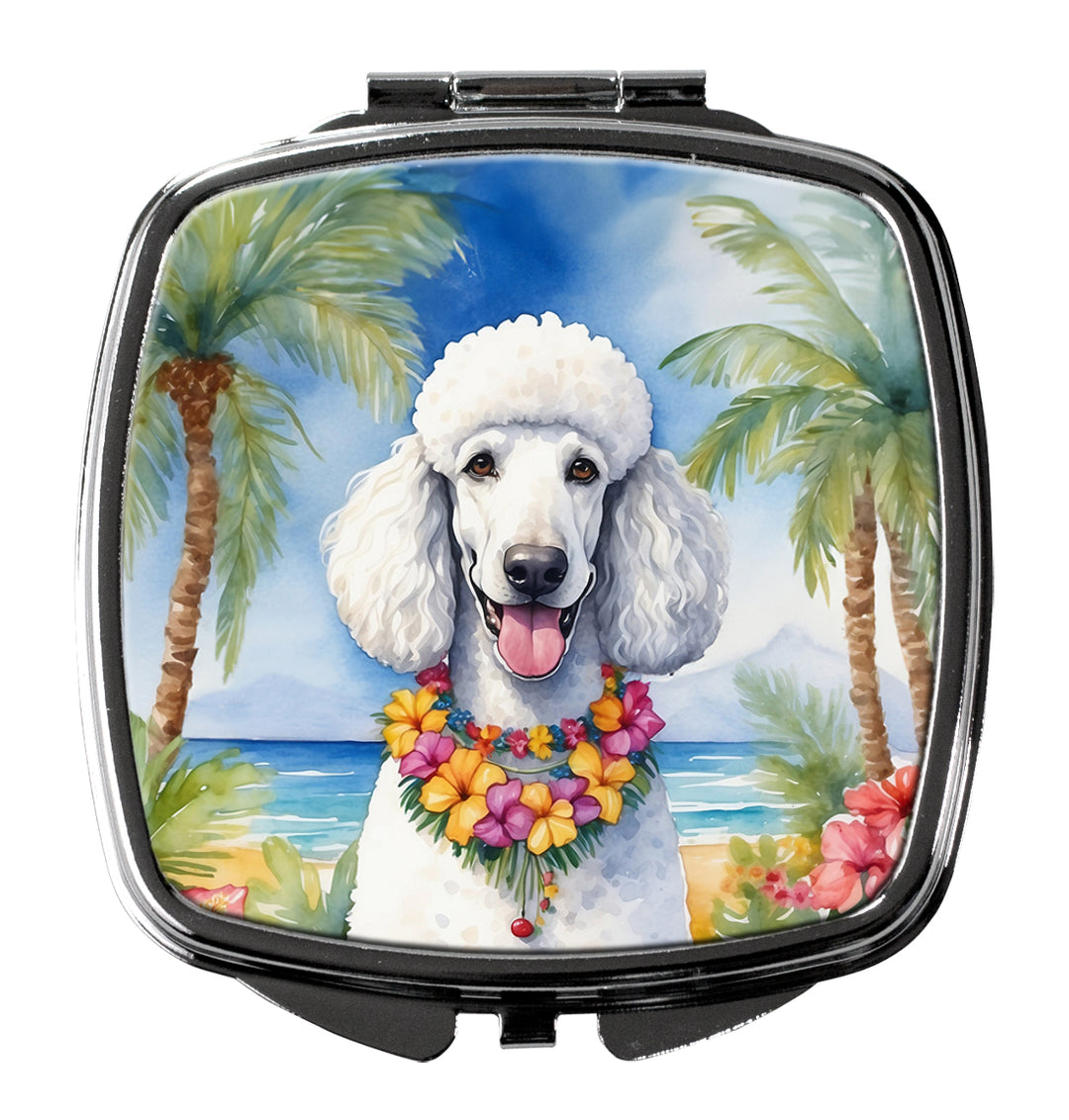 White Poodle Luau Compact Mirror Image 1