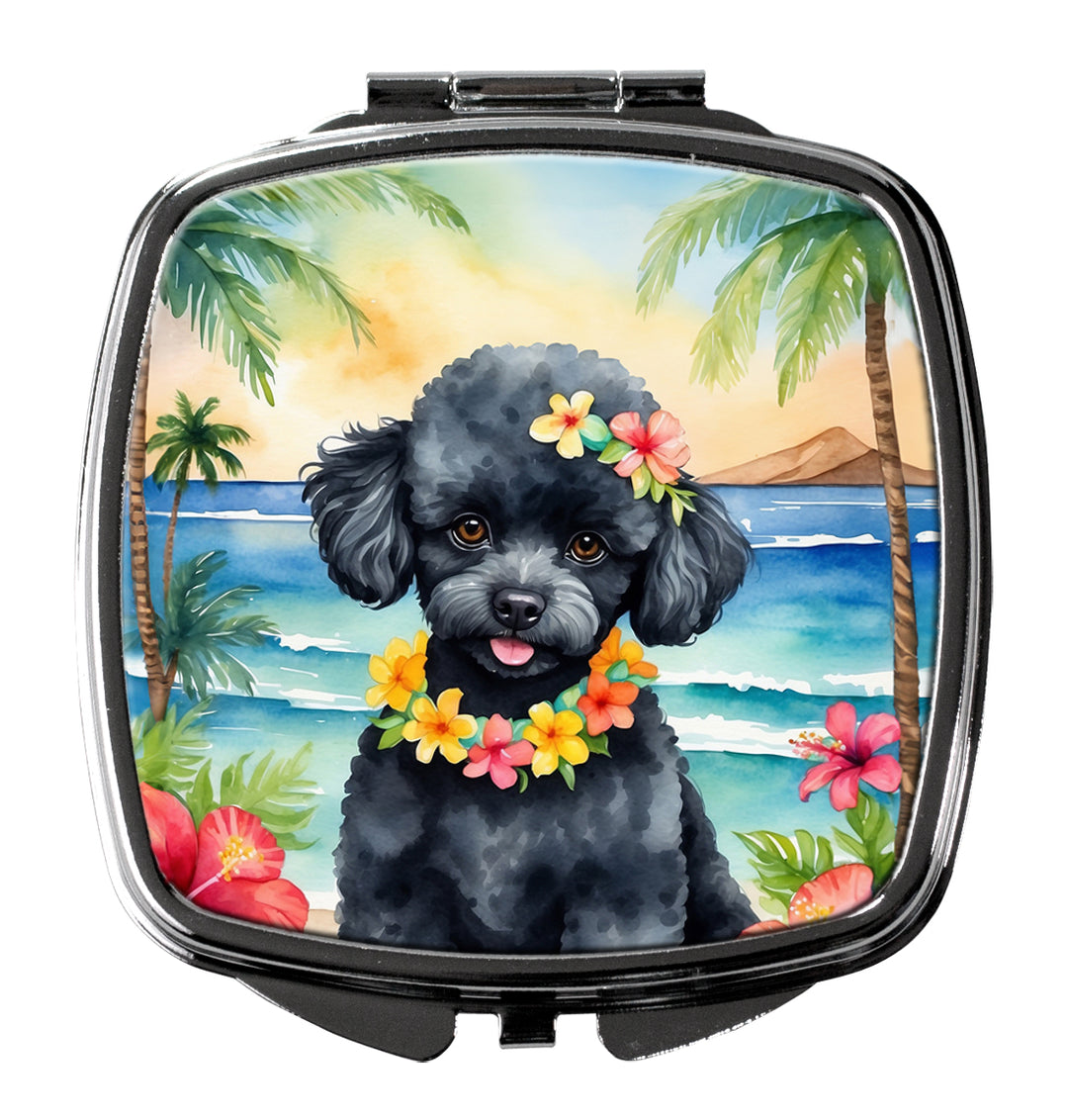 Black Poodle Luau Compact Mirror Image 1