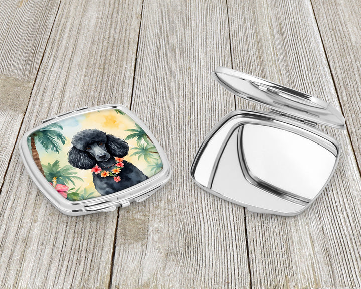 Black Poodle Luau Compact Mirror Image 3