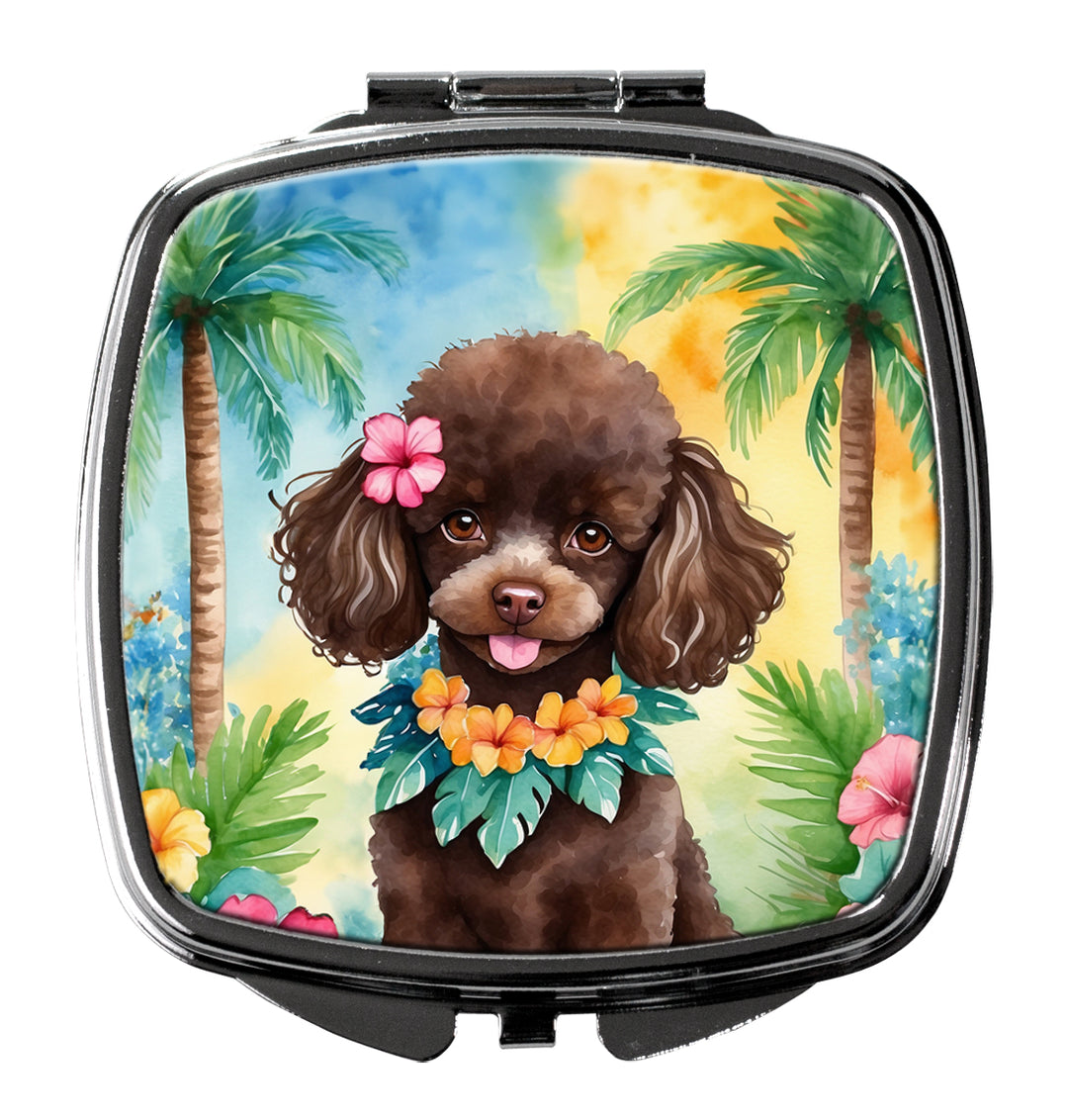 Chocolate Poodle Luau Compact Mirror Image 1