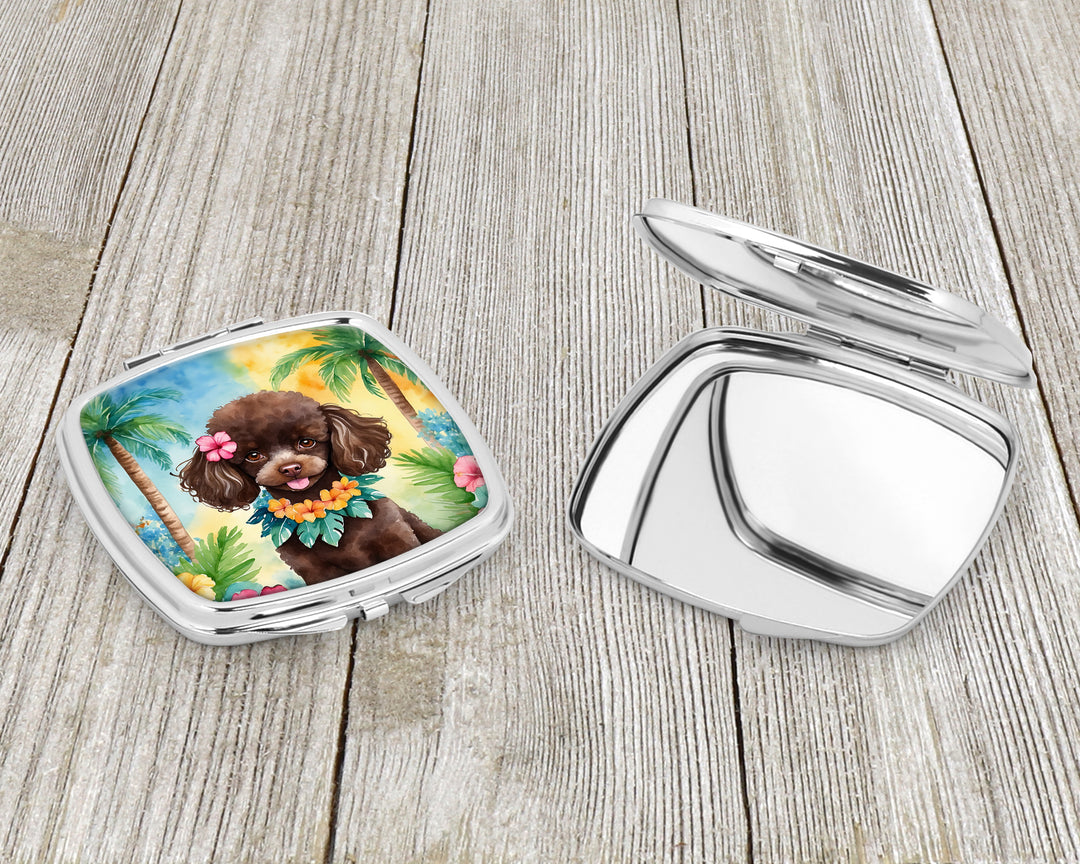 Chocolate Poodle Luau Compact Mirror Image 3