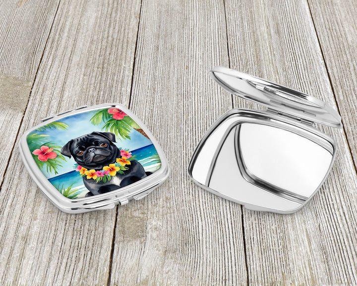 Black Pug Luau Compact Mirror Image 3