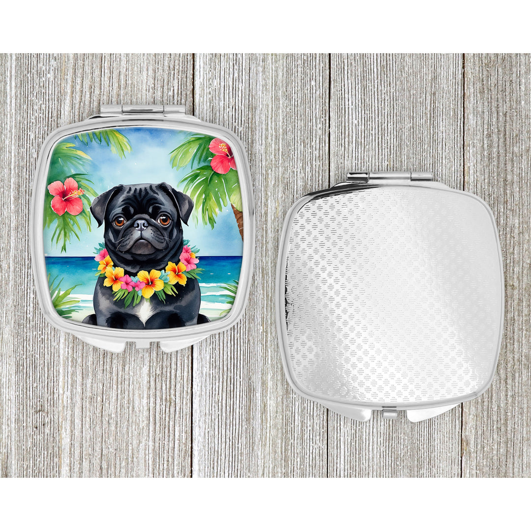 Black Pug Luau Compact Mirror Image 4