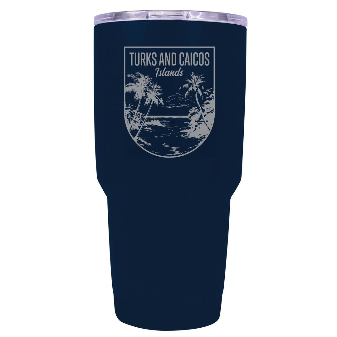 Turks and Caicos Islands Souvenir 24 oz Engraved Insulated Stainless Steel Tumbler Image 1