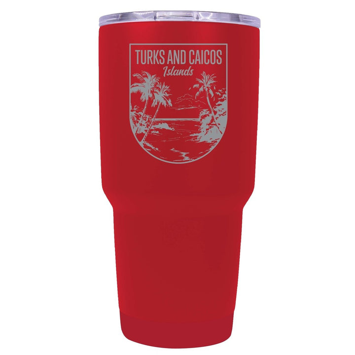 Turks and Caicos Islands Souvenir 24 oz Engraved Insulated Stainless Steel Tumbler Image 1